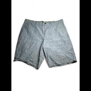 Banana Republic Mens 7" Aiden Slim Fit Linen Shorts Coastal Blue Size 34